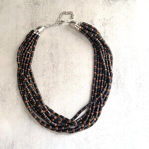 Jay King Desert Rose Trading Black Gold Coral Bead 8-Stand .925 Necklace RARE